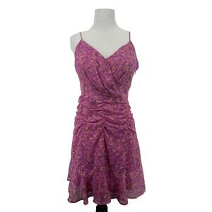 All in Favor Size M Y2K Coquette Dress Purple Floral Ruched Sweetheart Neckline